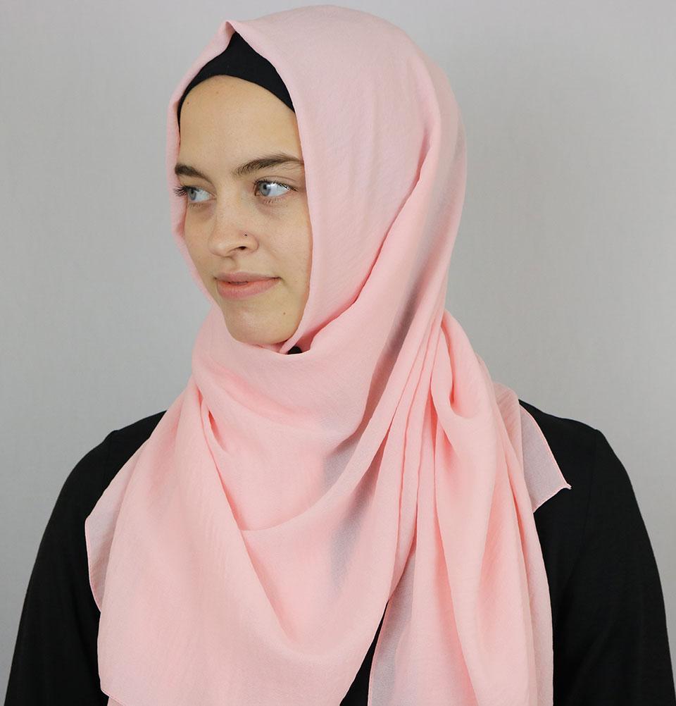 Textured Crepe Hijab Shawl Light Pink