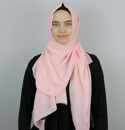 Textured Crepe Hijab Shawl Light Pink