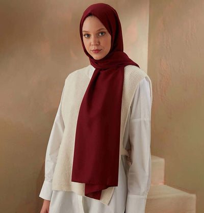 Modefa Shawl Maroon Solid Cotton Viscose Shawl - Maroon