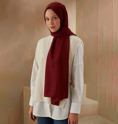 Modefa Shawl Maroon Solid Cotton Viscose Shawl - Maroon