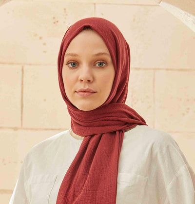 Modefa Shawl Maroon Solid Organic Cotton Shawl - Maroon