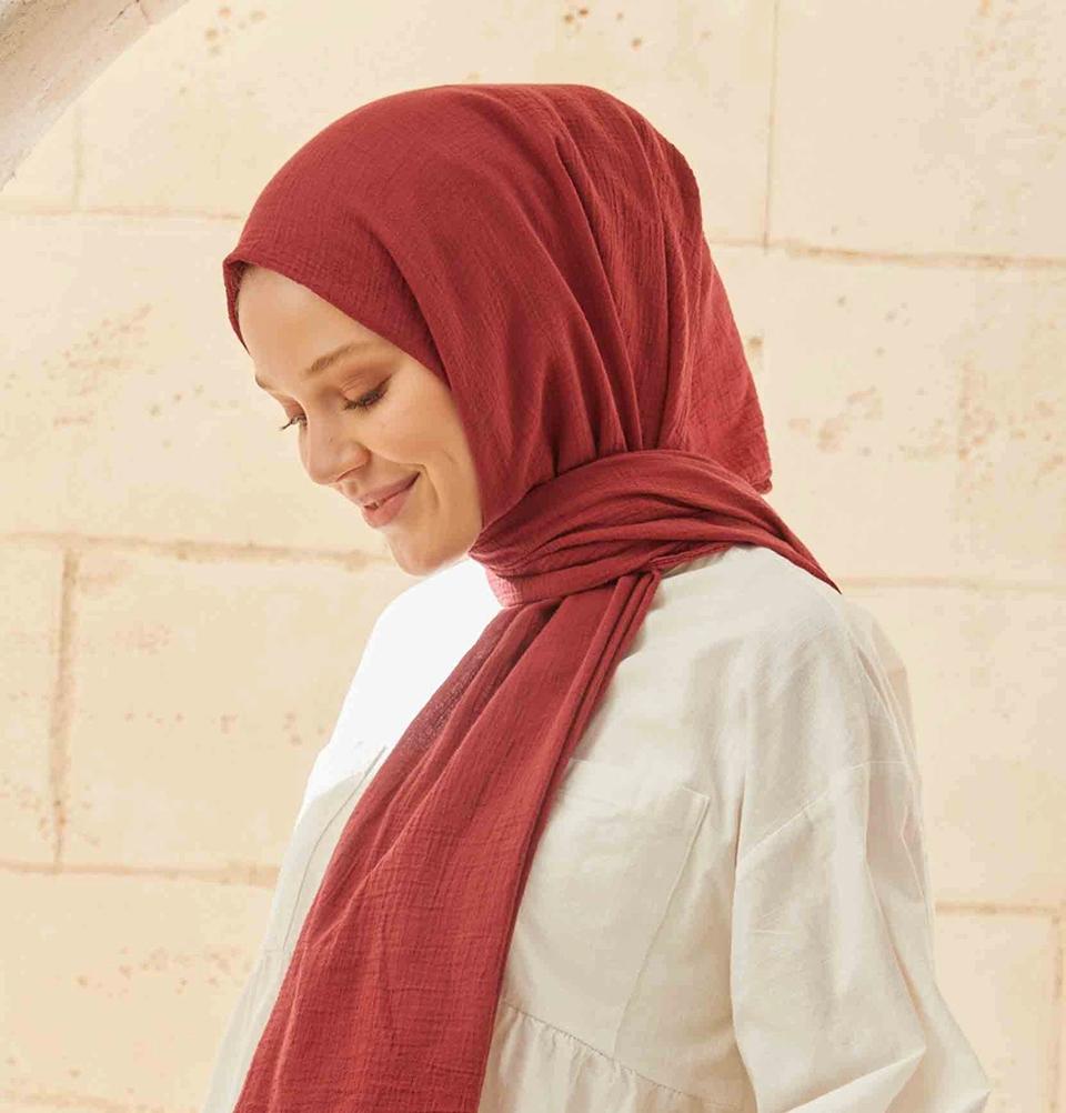 Modefa Shawl Maroon Solid Organic Cotton Shawl - Maroon