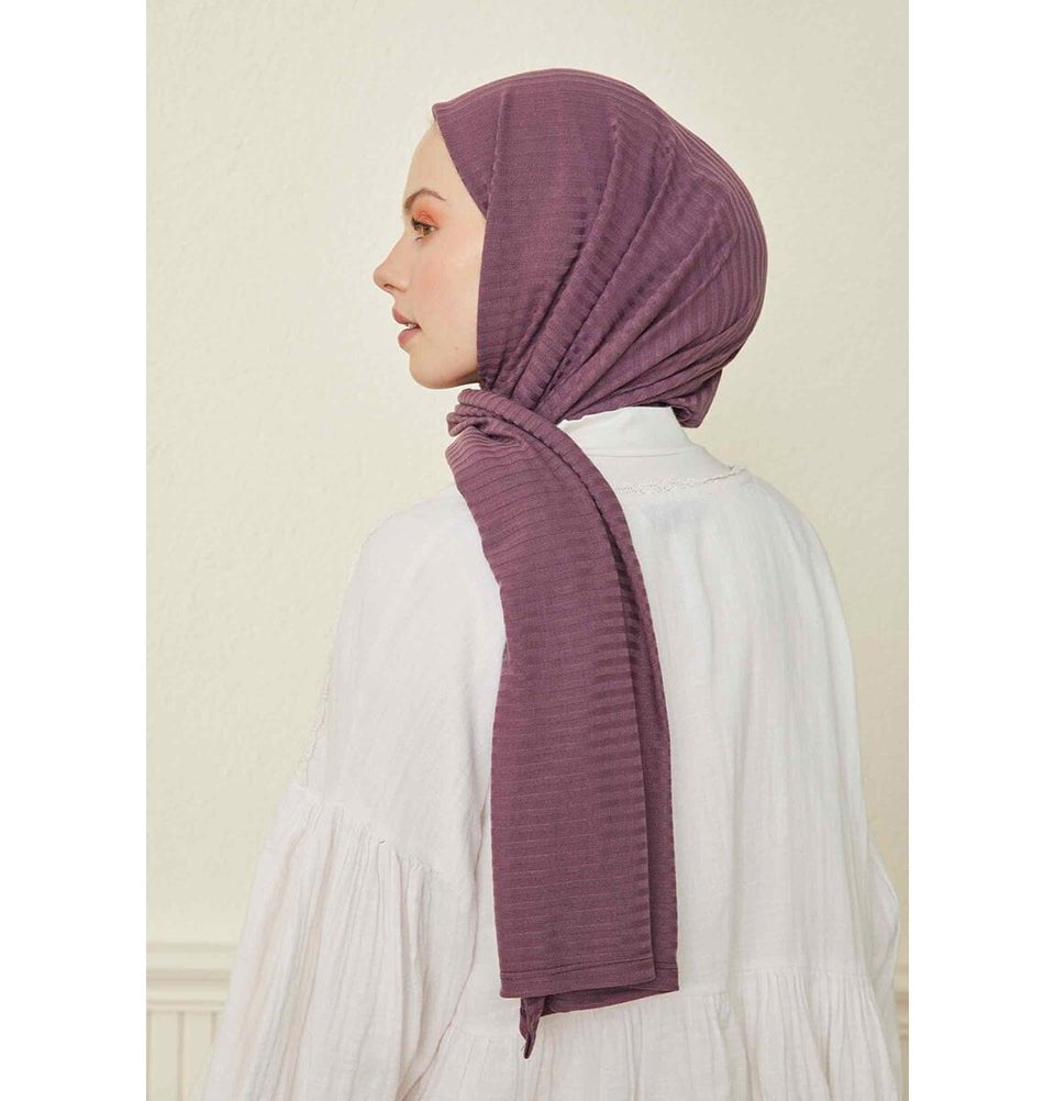 Modefa Shawl Mauve Comfy Striped Jersey Hijab Shawl - Mauve