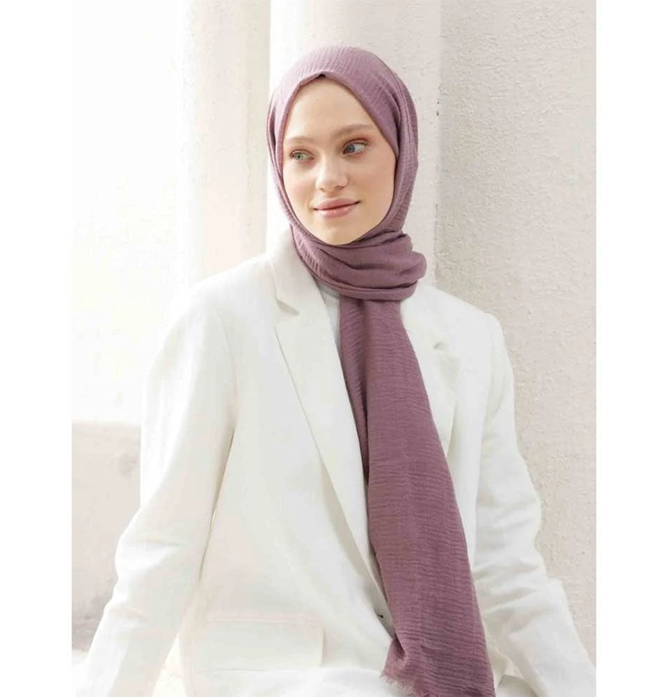 Modefa Shawl Mauve Cozy Crepe Cotton Hijab Shawl - Mauve