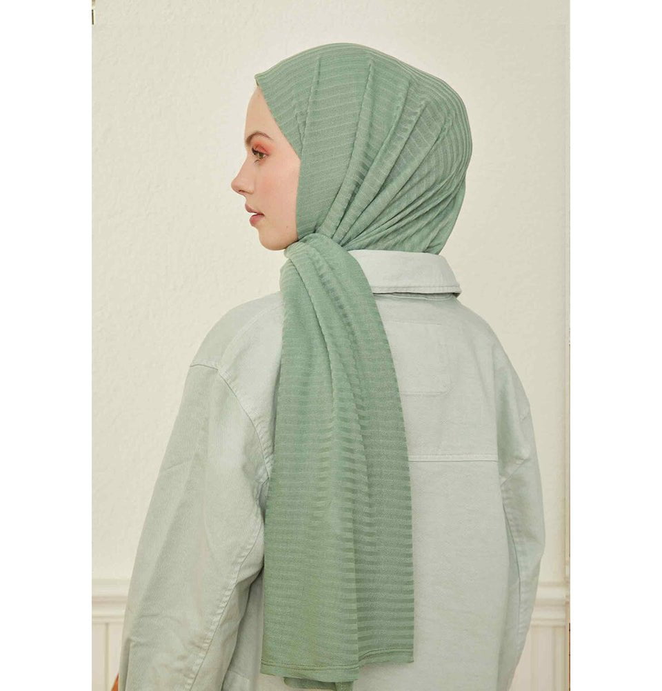 Modefa Shawl Mint Green Comfy Striped Jersey Hijab Shawl - Mint Green