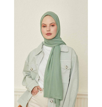 Modefa Shawl Mint Green Comfy Striped Jersey Hijab Shawl - Mint Green