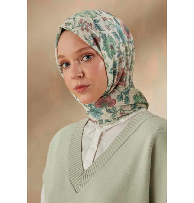 Modefa Shawl Mint Green & Pink Patterned Cotton Shawl | Floral Mint Green & Pink