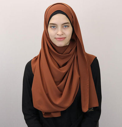 Medine Solid Chiffon Hijab Shawl Mocha
