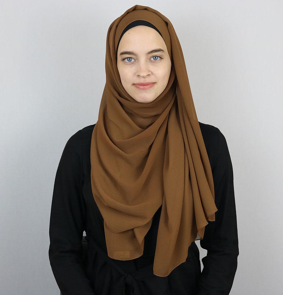 Textured Micro Chiffon Hijab Shawl Mocha