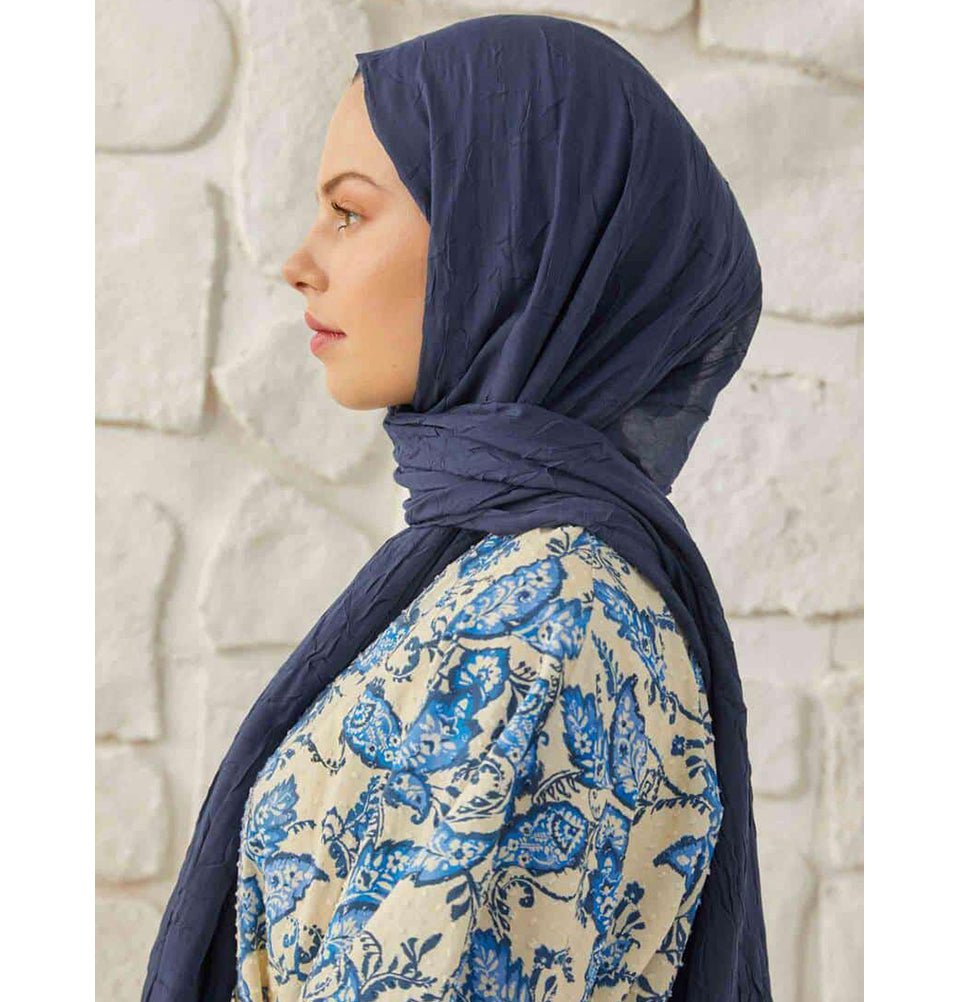 Modefa Shawl Navy Blue Bamboo Viscose Summer Hijab Shawl - Navy Blue