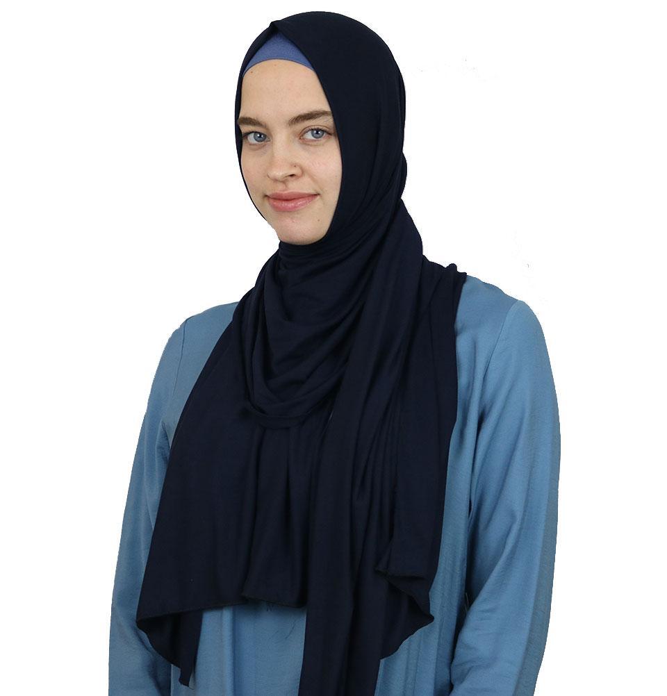 Modefa Premium Jersey Hijab Shawl - Navy Blue
