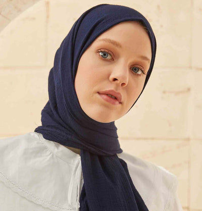 Modefa Shawl Navy Blue Solid Organic Cotton Shawl - Navy Blue