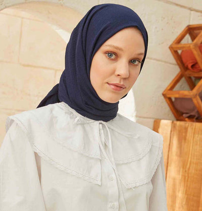 Modefa Shawl Navy Blue Solid Organic Cotton Shawl - Navy Blue