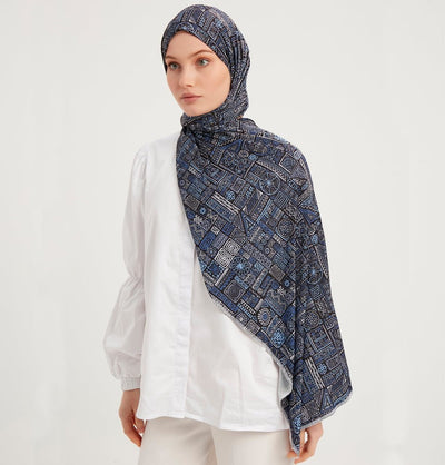 Modefa Shawl Navy Modefa Sports Hijab Shawl - Geometric Maze - Navy