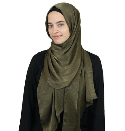 Bamboo Satin Hijab Shawl Olive Green