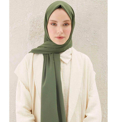 Modefa Shawl Olive Green Crinkle Medine Hijab Shawl - Olive Green