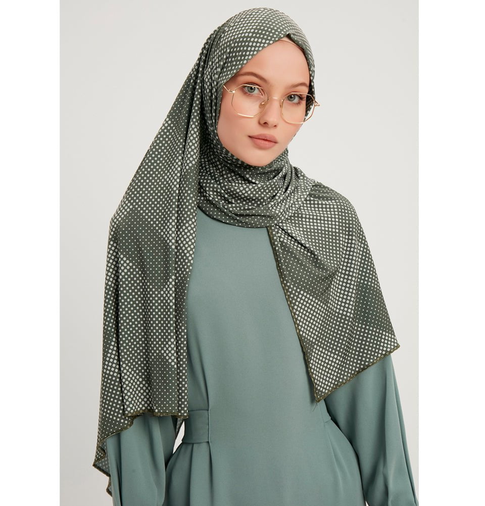Modefa Shawl Olive Green Modefa Sports Hijab Shawl - Checkered Polka Dot -Olive Green