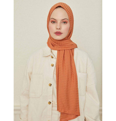 Modefa Shawl Orange Comfy Striped Jersey Hijab Shawl - Orange