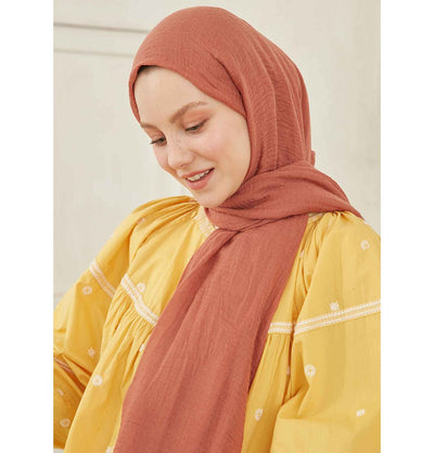 Modefa Shawl Peach Cozy Crepe Cotton Hijab Shawl - Peach
