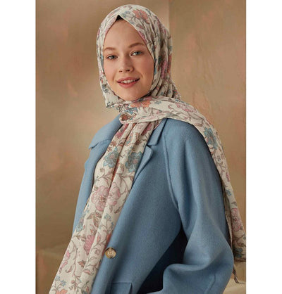 Modefa Shawl Pink & Blue Patterned Cotton Shawl | Floral Pink & Blue