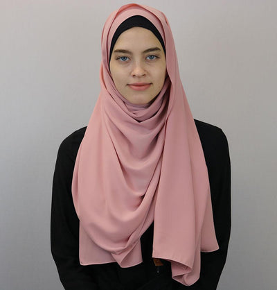 Modefa Shawl Pink Medine Solid Chiffon Hijab Shawl Pink