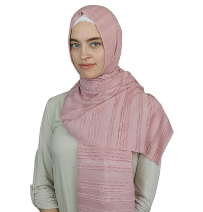 Modal Crinkle Pleated Hijab Shawl Pink