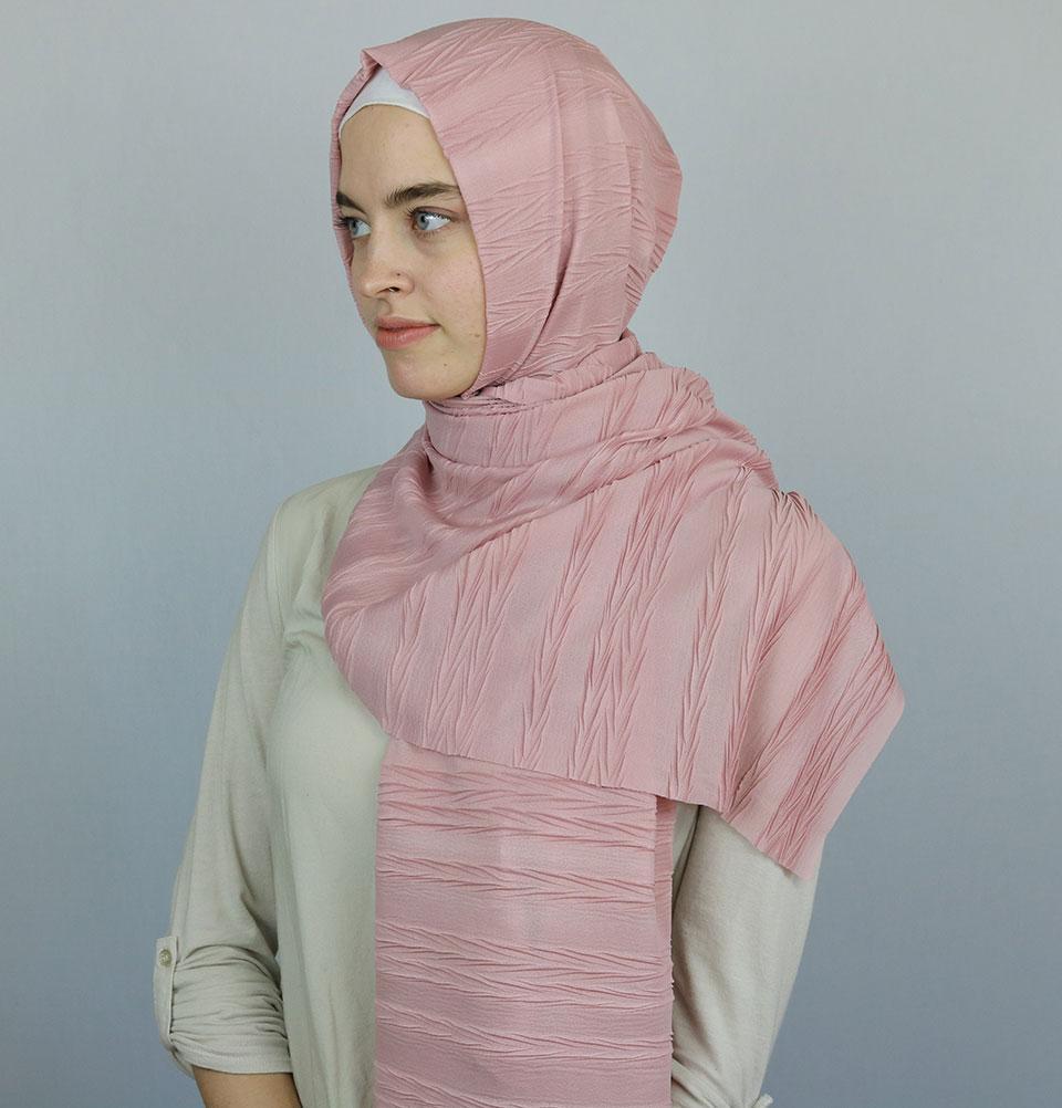 Modal Crinkle Pleated Hijab Shawl Pink
