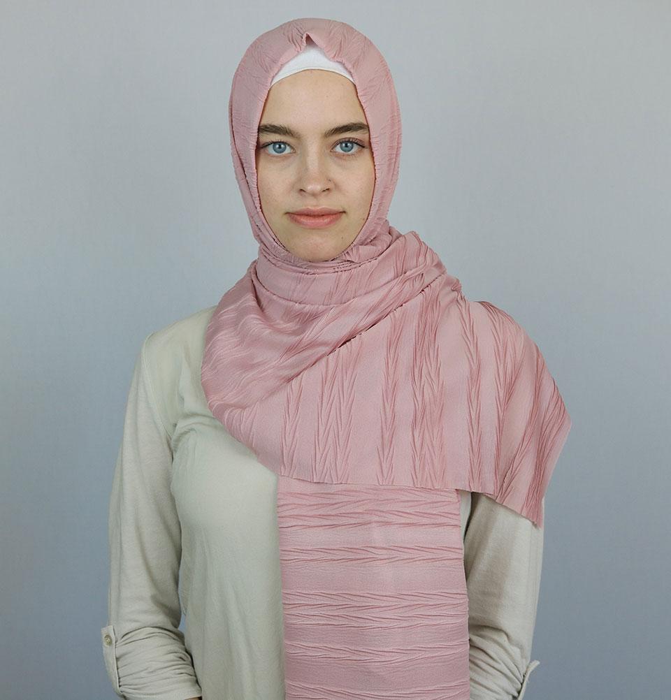 Modal Crinkle Pleated Hijab Shawl Pink