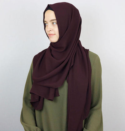 Textured Crepe Hijab Shawl Plum