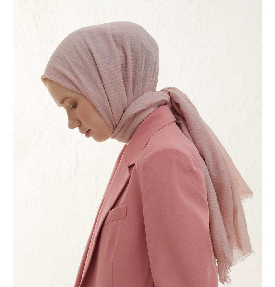 Modefa Shawl Powder Cozy Crepe Cotton Hijab Shawl - Powder