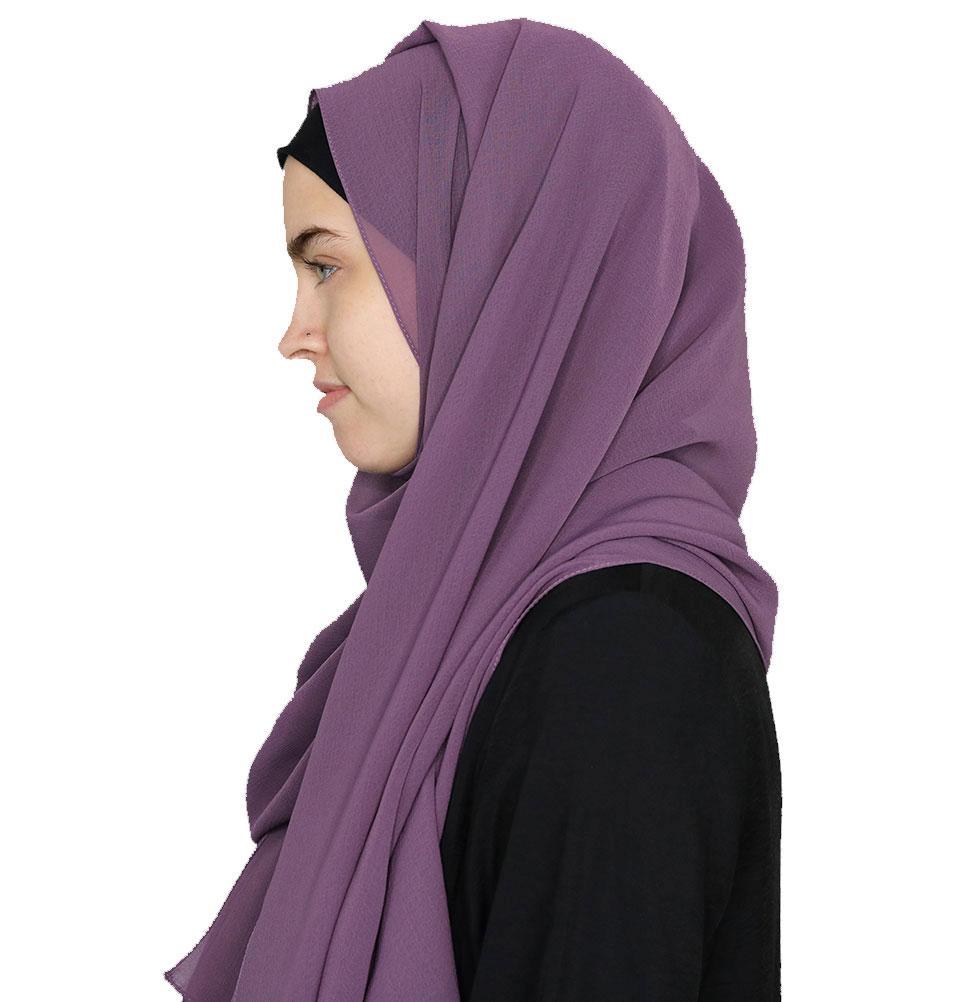 Textured Micro Chiffon Hijab Shawl  - Purple