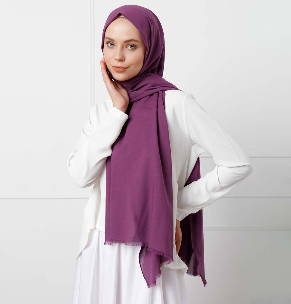 Modefa Shawl Purple Solid Natural Cotton Shawl - Purple