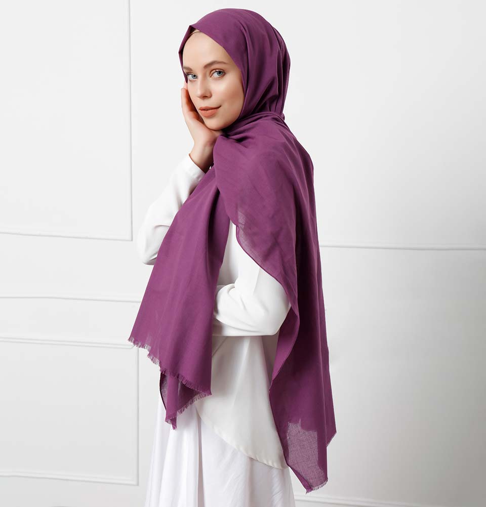 Modefa Shawl Purple Solid Natural Cotton Shawl - Purple