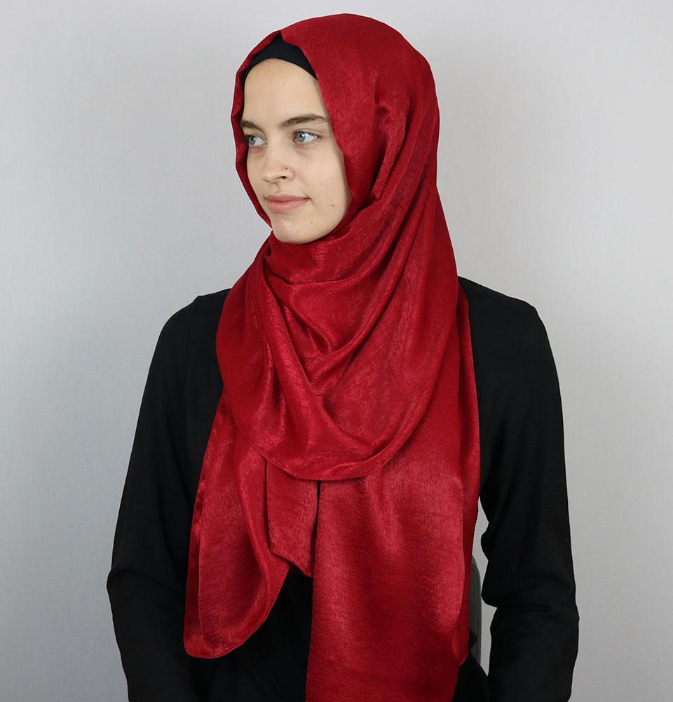 Bamboo Satin Hijab Shawl Red
