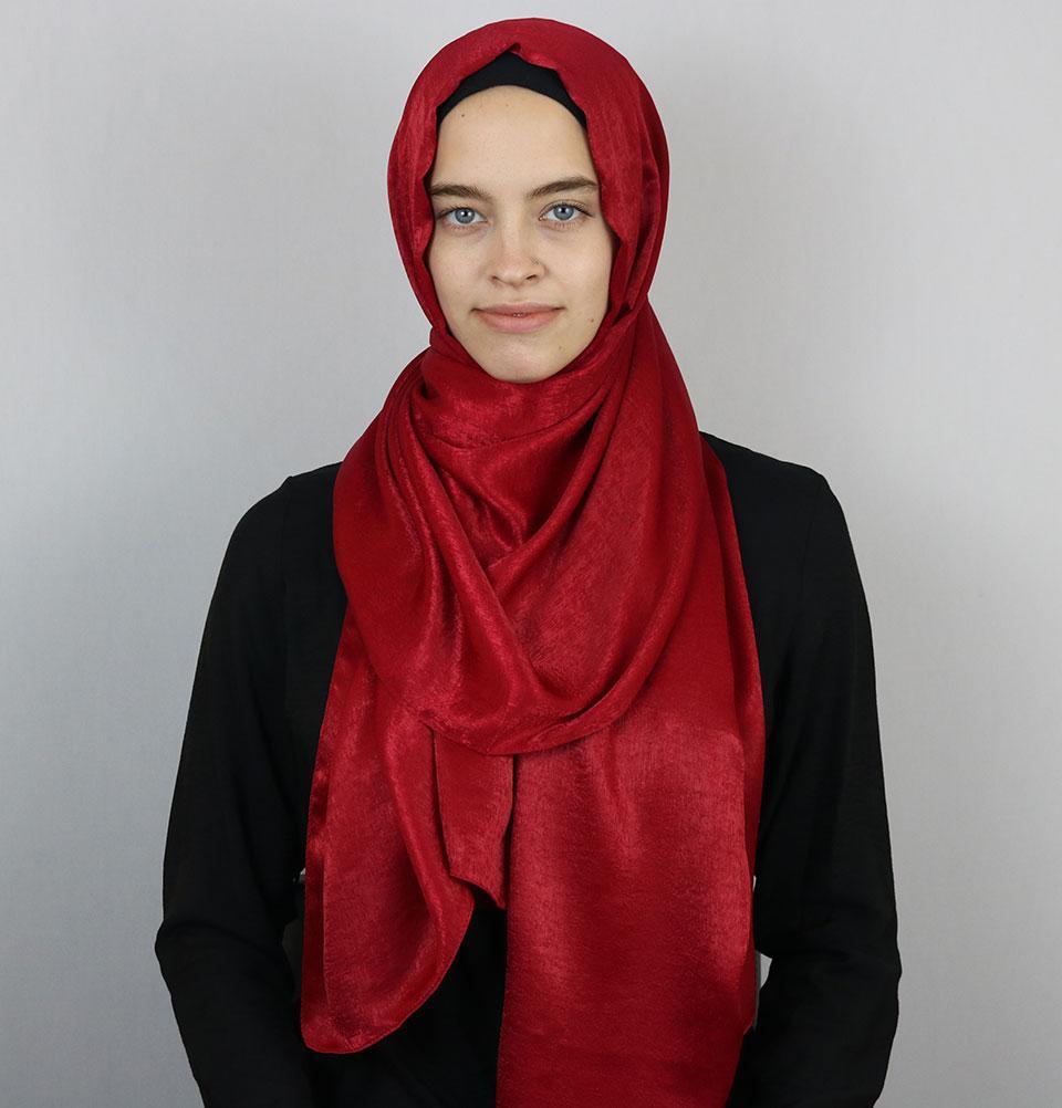 Bamboo Satin Hijab Shawl Red