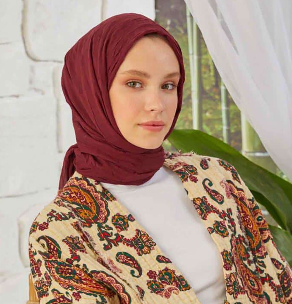 Modefa Shawl Red Bamboo Viscose Summer Hijab Shawl - Red