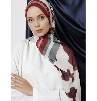 Modefa Shawl Red/Black Modefa Tri-Panel Hijab Shawls | Whimsical Flowers - Red & Black