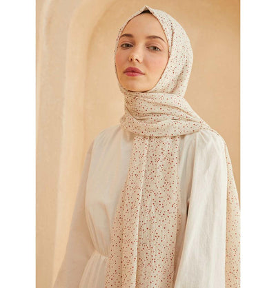 Modefa Shawl Red Patterned Cotton Shawl | Polka Dotted - Red