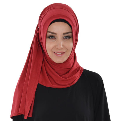 Practical Instant Jersey Hijab Shawl Red