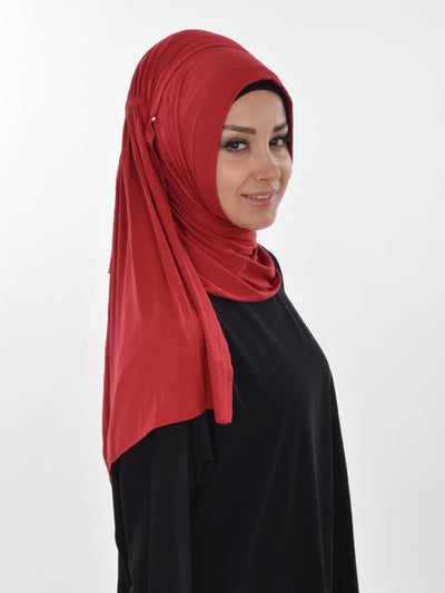 Practical Instant Jersey Hijab Shawl Red