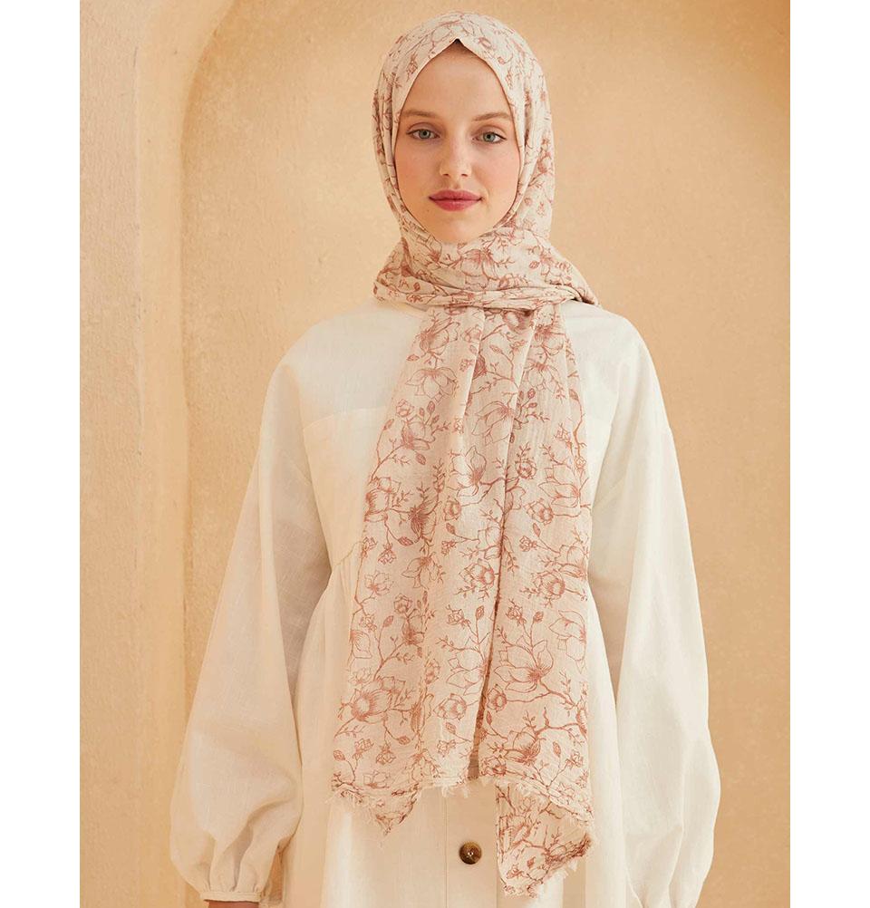 Modefa Shawl Rose Gold Patterned Cotton Shawl | Lilies & Vines - Rose Gold