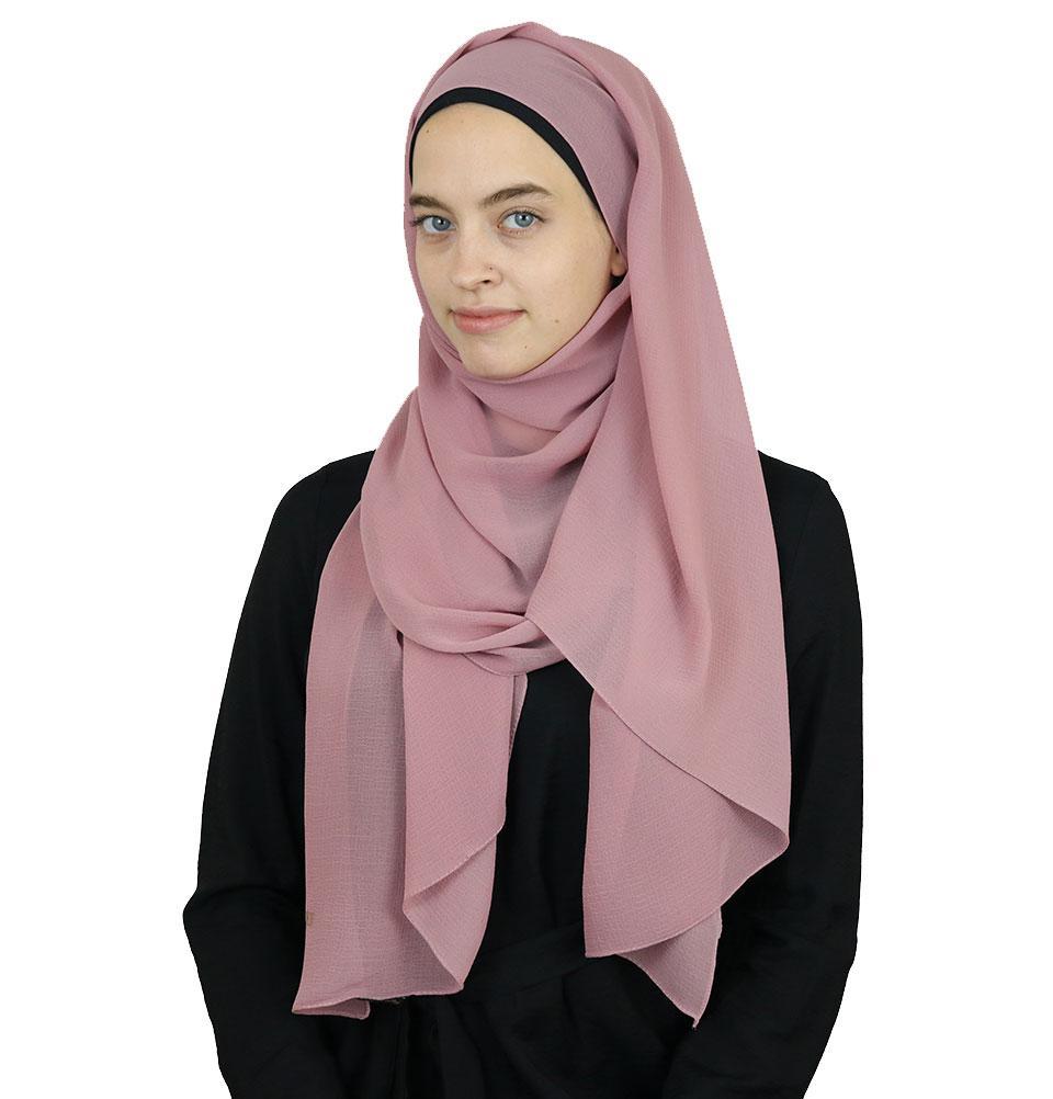 Modefa Shawl Rose Pink Textured Micro Chiffon Hijab Shawl Rose Pink