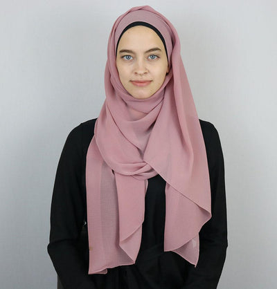 Modefa Shawl Rose Pink Textured Micro Chiffon Hijab Shawl Rose Pink
