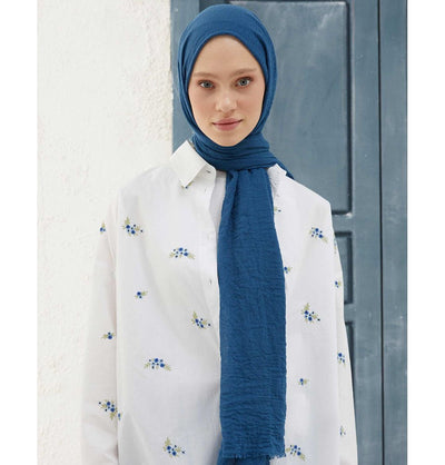 Modefa Shawl Royal Blue Cozy Crepe Cotton Hijab Shawl - Royal Blue