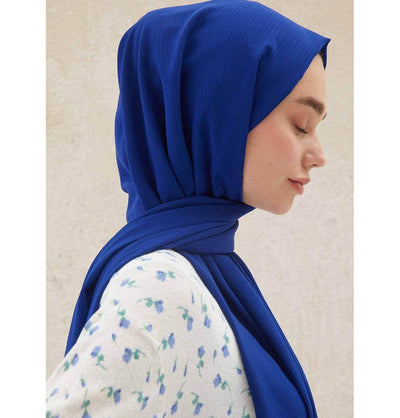 Modefa Shawl Royal Blue Crinkle Medine Hijab Shawl - Royal Blue