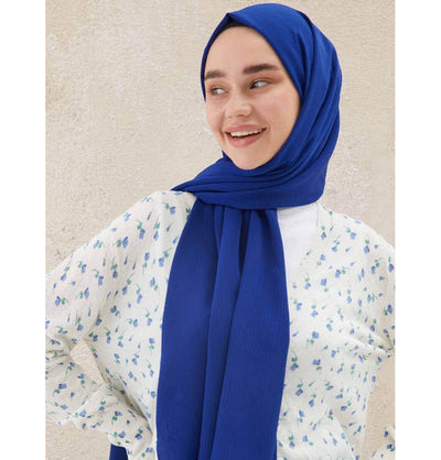 Modefa Shawl Royal Blue Crinkle Medine Hijab Shawl - Royal Blue