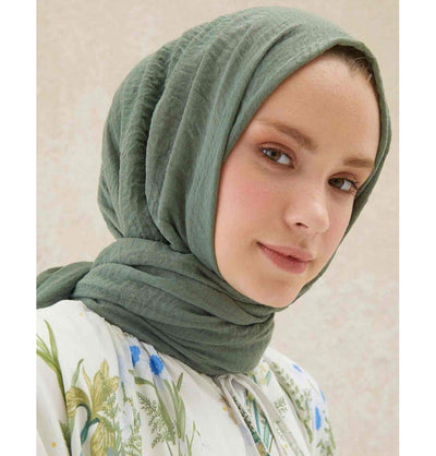 Modefa Shawl Sage Green Cozy Crepe Cotton Hijab Shawl - Sage Green