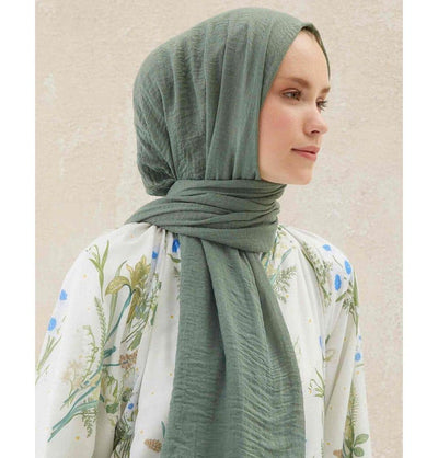 Modefa Shawl Sage Green Cozy Crepe Cotton Hijab Shawl - Sage Green