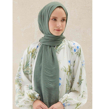 Modefa Shawl Sage Green Cozy Crepe Cotton Hijab Shawl - Sage Green