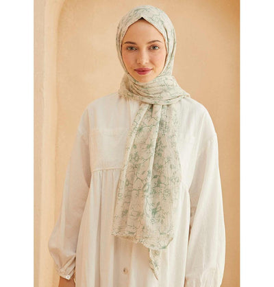 Modefa Shawl Sage Green Patterned Cotton Shawl | Lilies & Vines - Sage Green